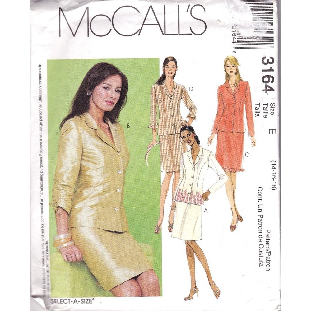 UNCUT Vintage Sewing PATTERN McCalls 3164, Misses 2001 Petite Lined Jacket